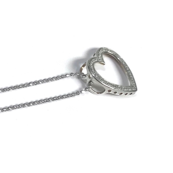 STERLING SILVER OPEN HEART PENDANT NECKLACE - Picture 9 of 10